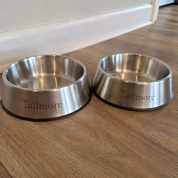 Custom dog bowls — customer photo