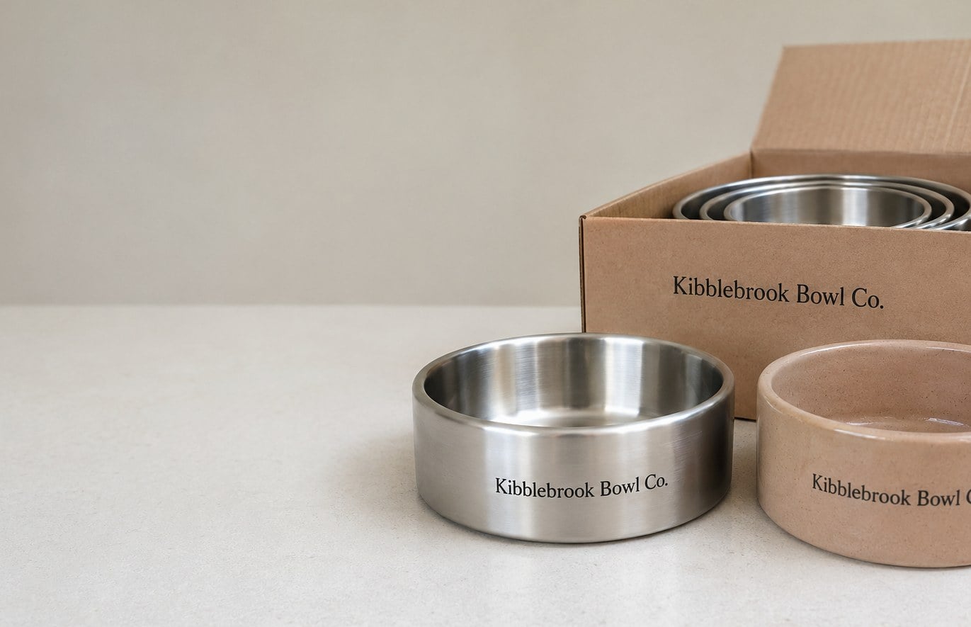 Custom printed dog bowls with logo