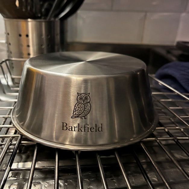 Dog bowls with logo — customer photo